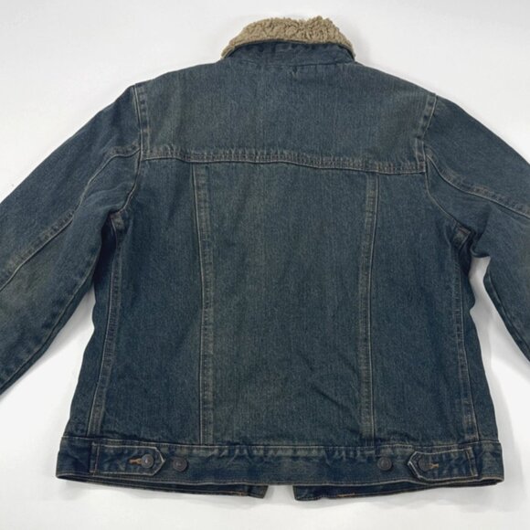 Gap Sherpa Denim Jacket Womens Medium Lined Blue Jean Trucker Cowgirl Distressed - Picture 4 of 16